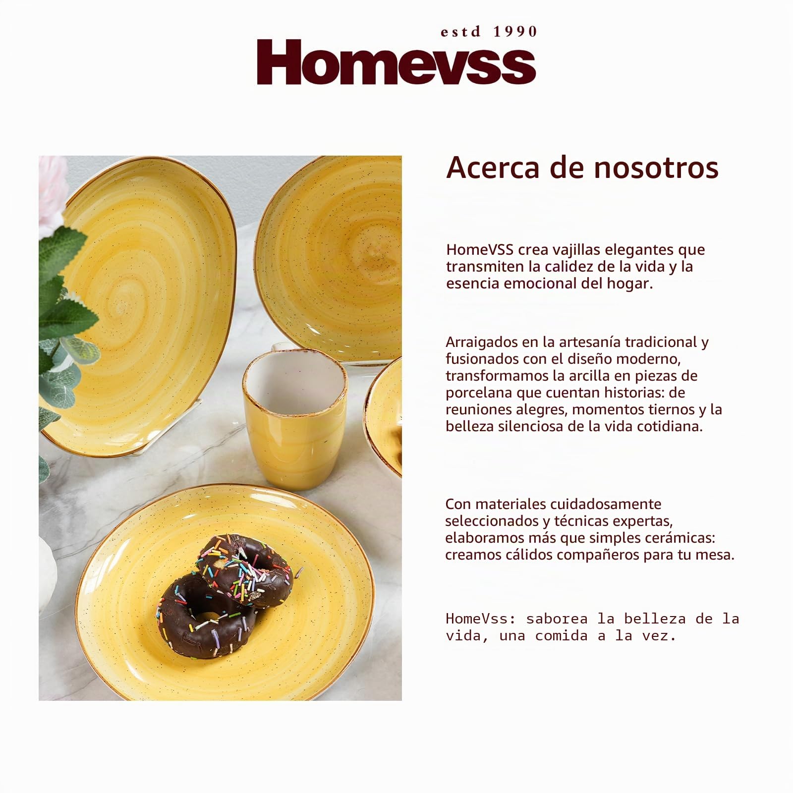 Highland - Juego de vajilla de 16 piezas para 4, juego de platos y cuencos de cerámica de forma orgánica (Amarillo)