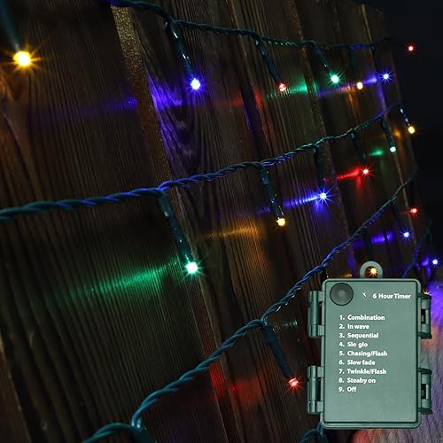 Miniatura 5 de LAMPHOME Tira de luces LED de 34.1 pies con 100 luces LED para árbol de Navidad para interiores y exteriores, con temporizador, 8 modos de