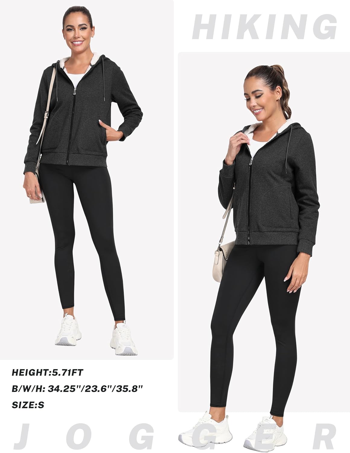 MoFiz Women's Fleece Zip Up Hoodie Warm and Cozy Sherpa Lined Sweatshirt Winter Hoodie Jackets for Women with Pockets - Image 7