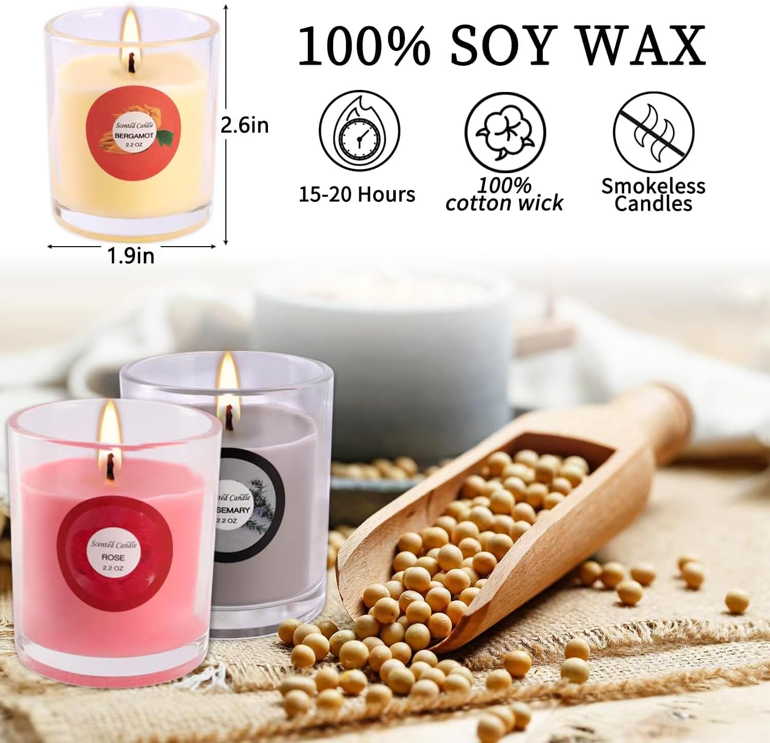 Amazon.com: YOROXRG Scented Candles, Jasmine, Rose, Vanilla