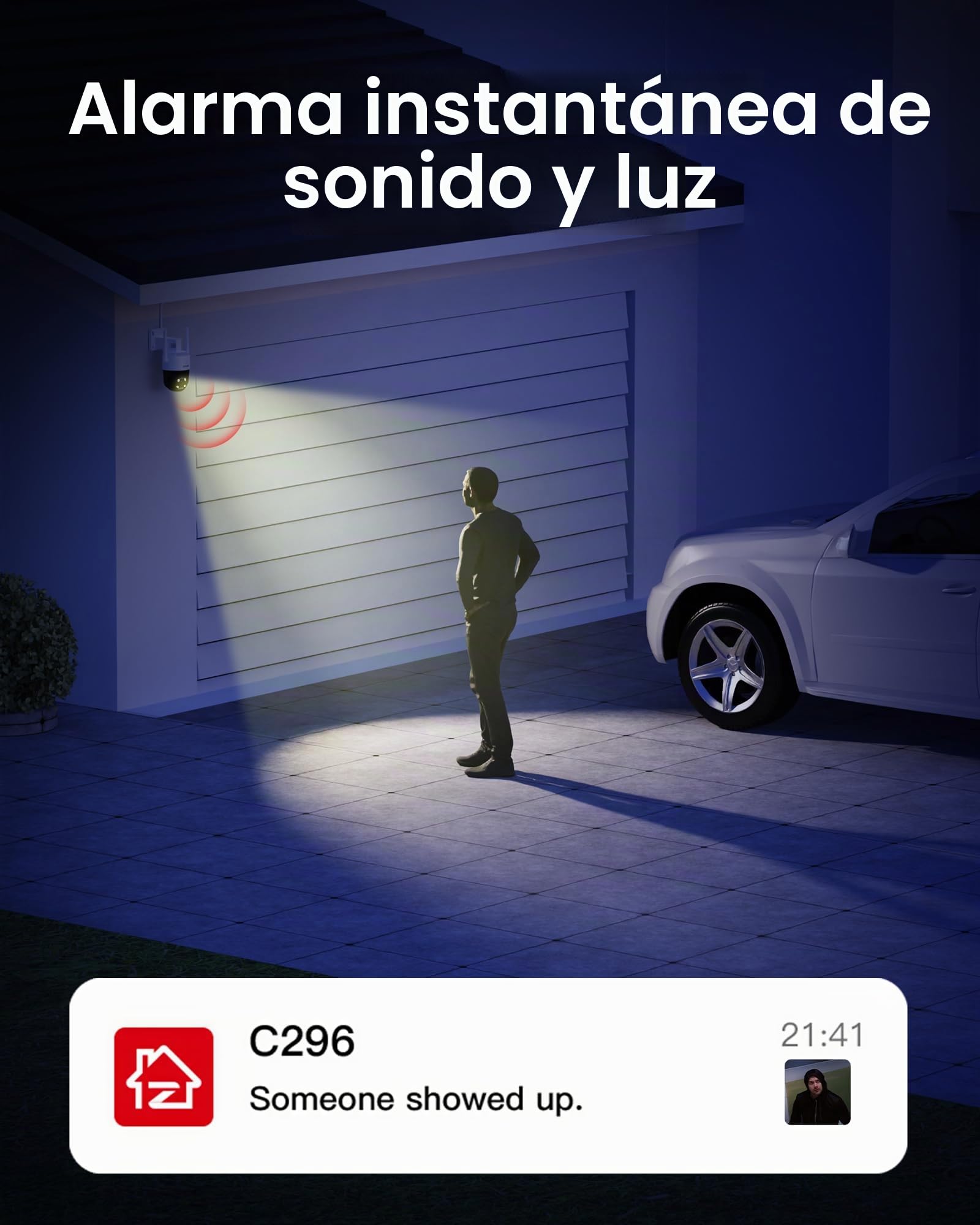 ZOSI 3K Cámara Vigilancia WiFi-6 Exterior, 360° Pan y Tilt Visión, Detección y Seguimiento Automático de Persona, 2,4GHz Cámara Seguridad con Audio Bidireccional