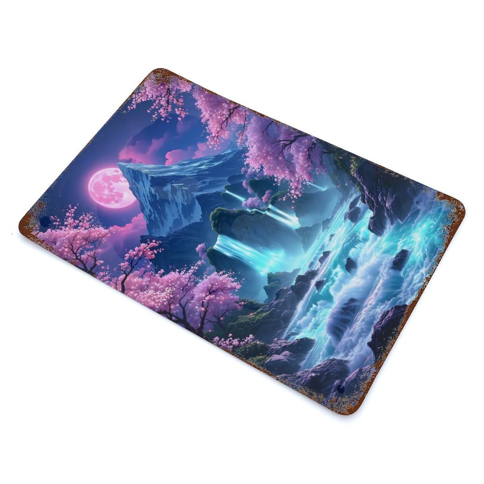 Fantasy Waterfall Landscape Retro Metal Sign 11.8"x7.9", for Garage, Bar And Workshop Decor, Shabby Chic Decor