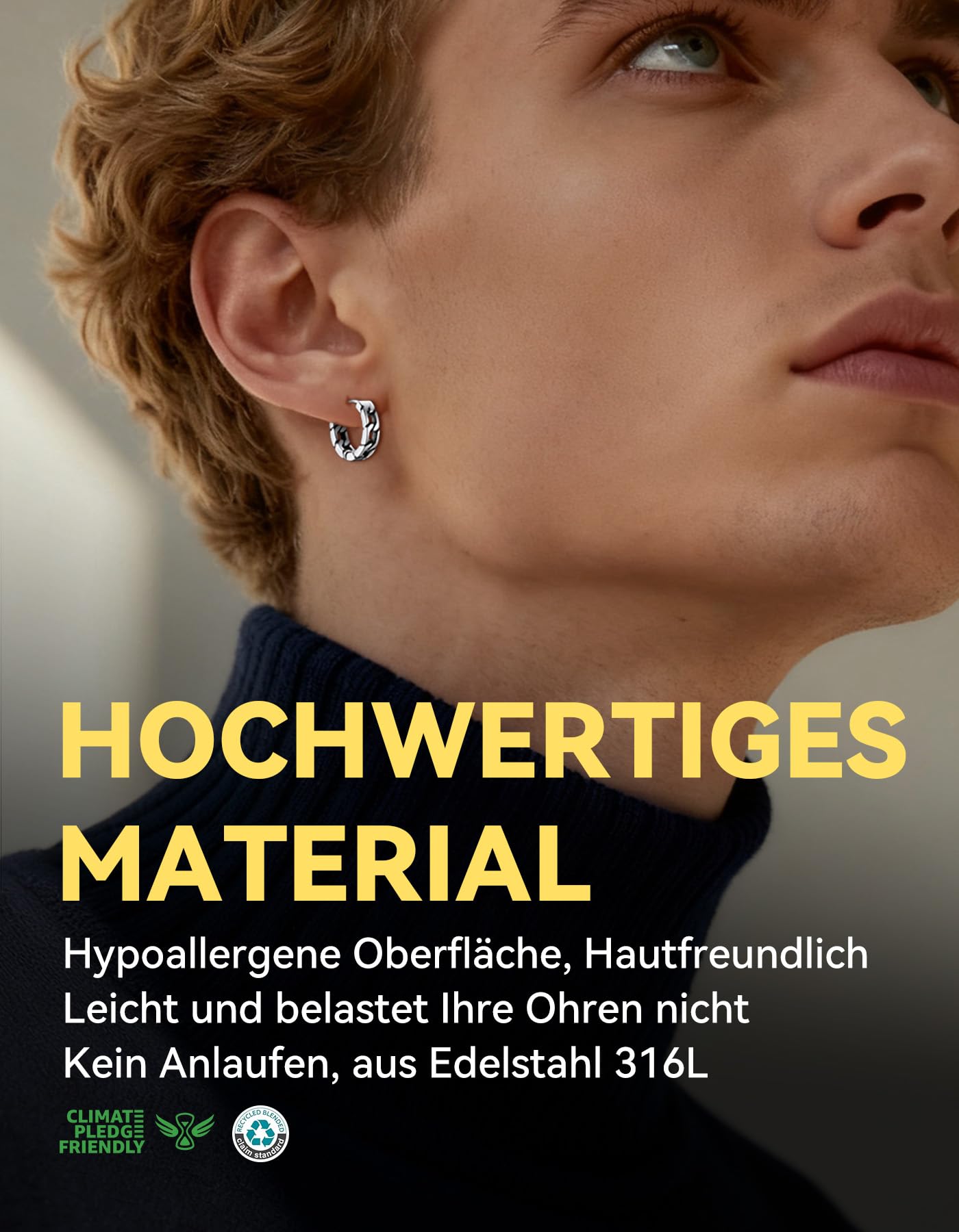 ChainsHouse Ohrringe für Herren Damen Edelstahl Creolen Ohrstecker mit Ketten Ohrhänger/Achteck/Legel/Triangel Design Hoop Kreolen Punk Ohrpiercing Ohrschmuck Modeschmuck für Männer Frauen