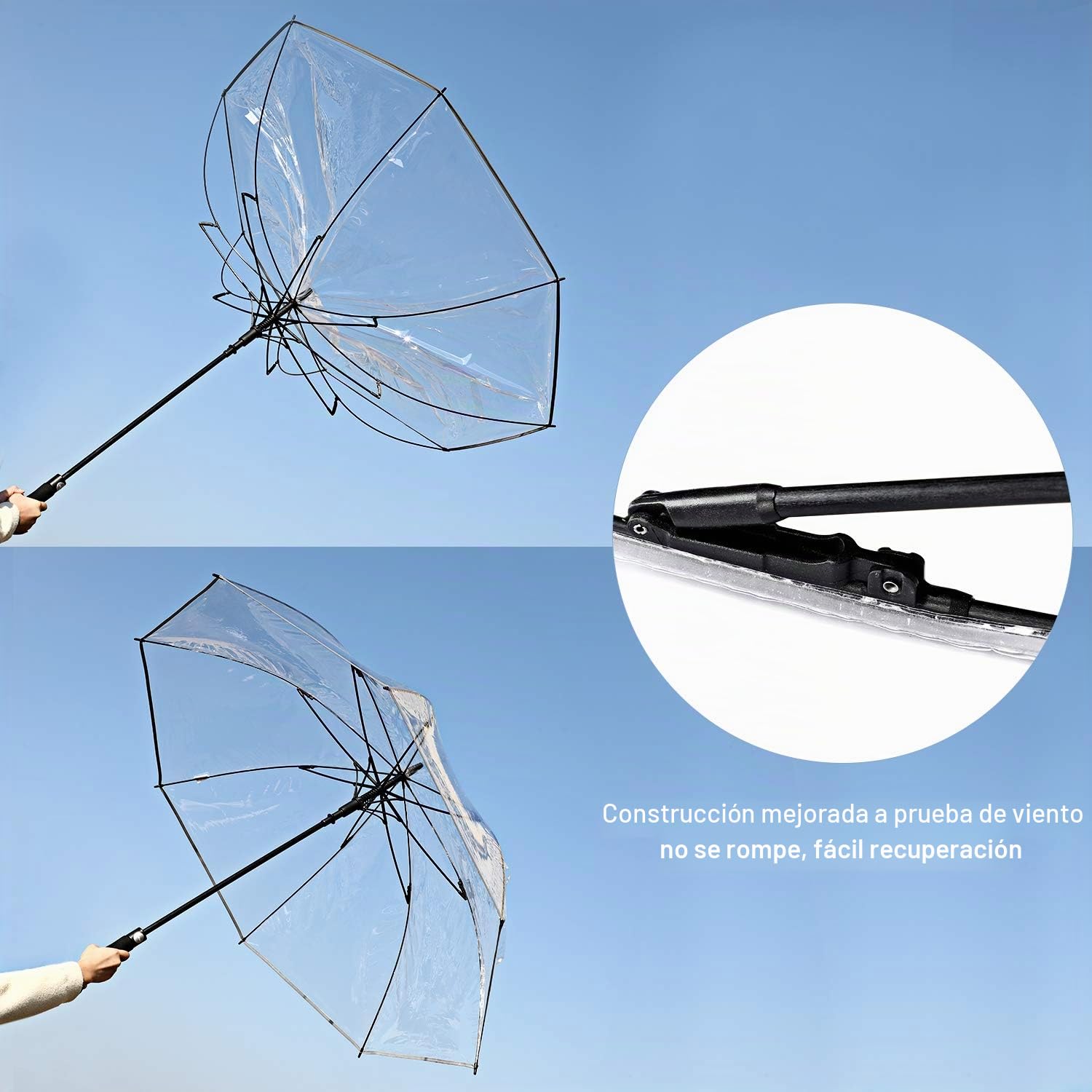 G4Free 62 Inch Paraguas de Golf Claro Largo Transparente de Palo Largo de Lluvia de Gran Tamaño Abierto Automáticamente Impermeable a Prueba de Viento Con Manga Para Mujeres y Hombres