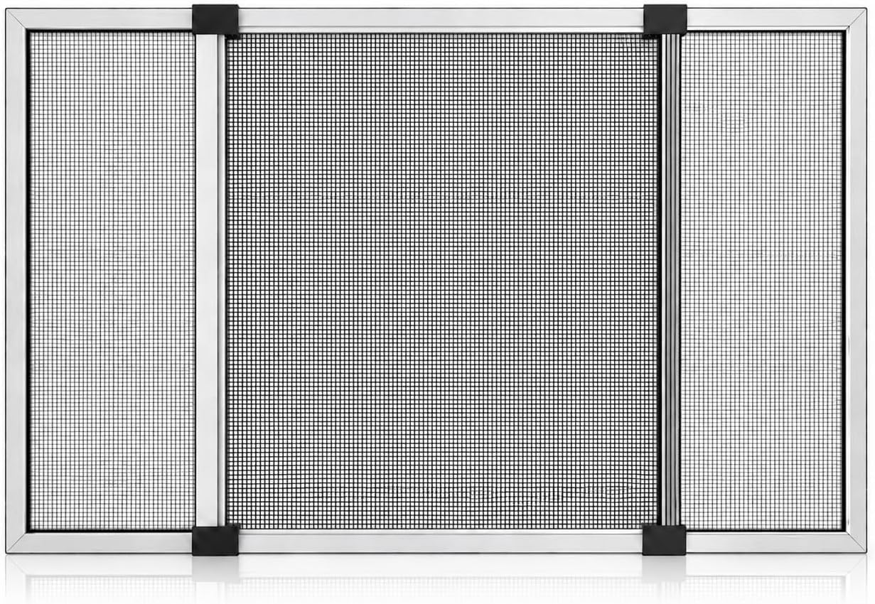 Mosquitera Extensible para Ventanas 40 x 50–92 cm, Marco de Aluminio Ajustable con Malla de Fibra de Vidrio, Protección contra Insectos, Instalación sin Taladro, Ideal para diario y verano