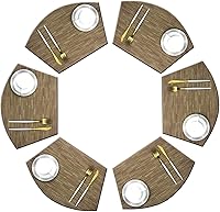 Vista 17 de Juego de 6 manteles individuales de cuña para mesa redonda de vinilo tejido de vinilo antideslizante de plástico (champán)