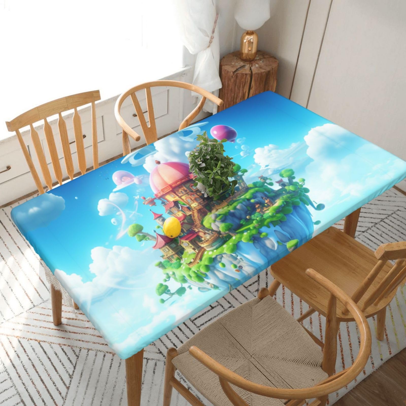 Nappe de table 1,5 m élastique imperméable, protection lavable table intérieur extérieur
