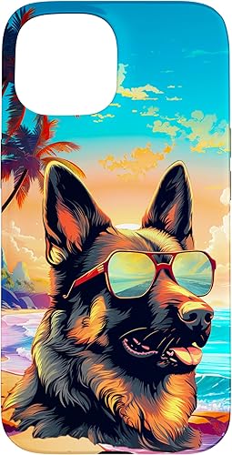Miniatura 10 de Funda para iPhone 11 con diseño de pastor alemán, para amantes de los perros, playa, mar, para niños y niñas