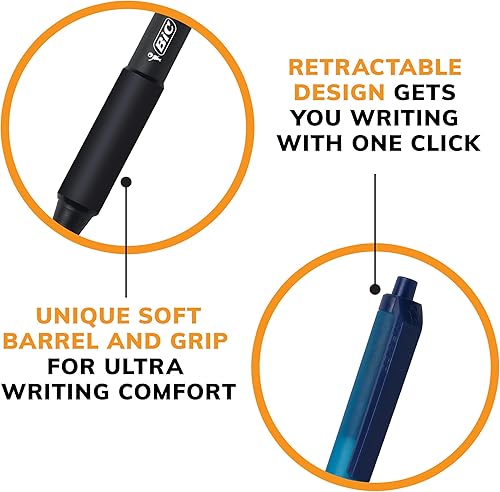Miniatura 7 de BIC Bolígrafo retráctil suave de tacto punta media azul 12 unidades