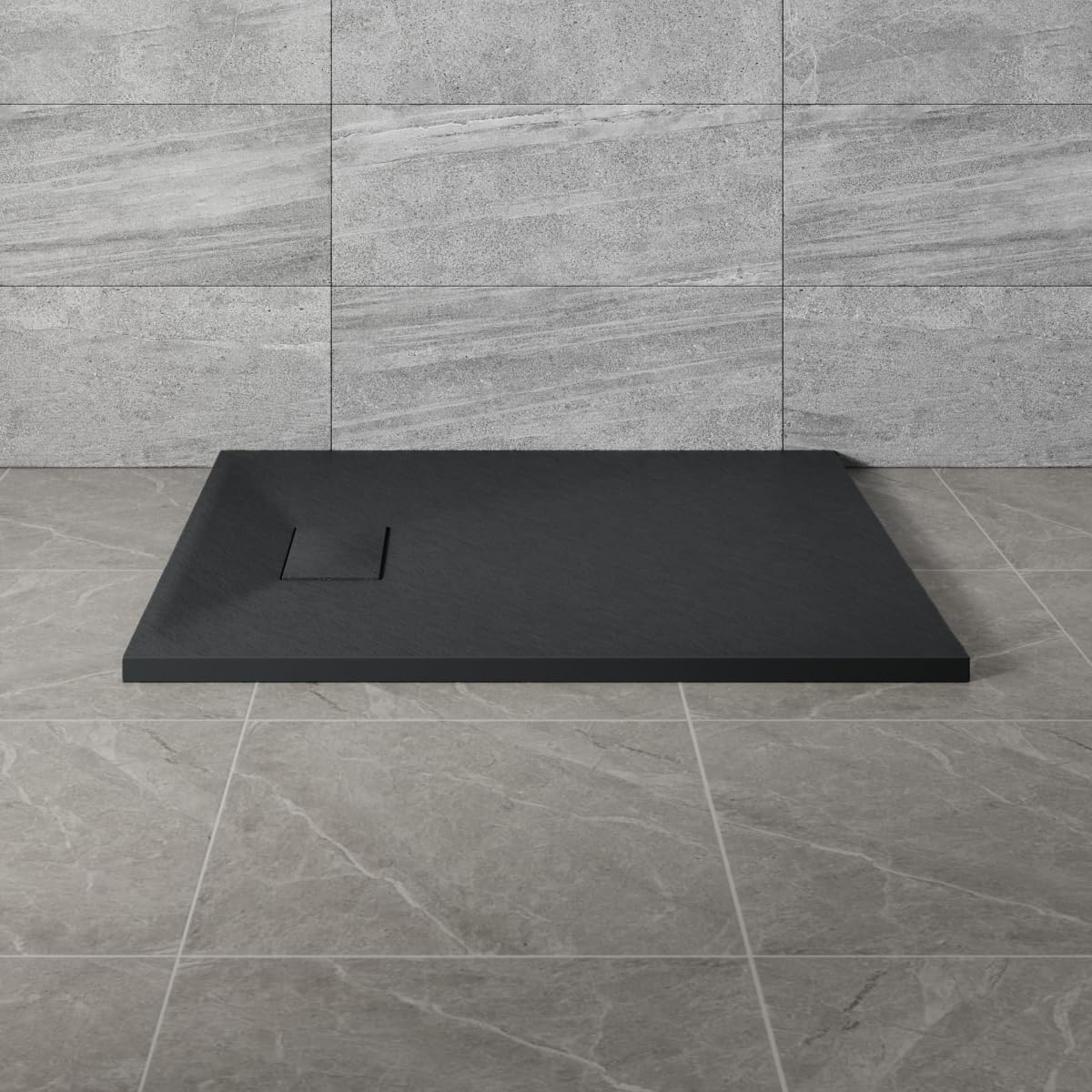 Nrg Black 1000X800mm Smc Rectangle Shower Tray With Fast Flow Waste For Bathroom Enclosures
