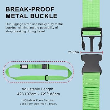 Luggage Straps for Suitcases, Stretchable TSA Approved Suitcase Connector Straps, Heavy Duty Luggage Attachment Belt, Adjustable Suitcase Strap Belt 2 Pack