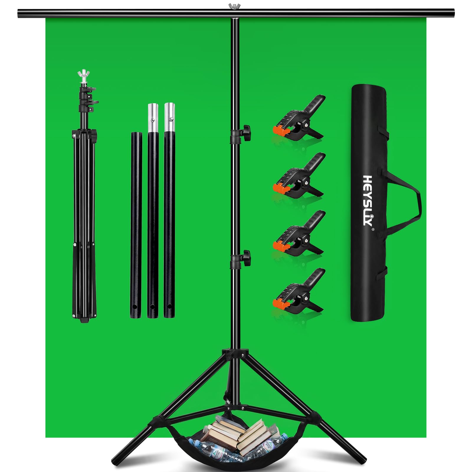 Green Screen Background with Stand 2x2M/6.5x6.5Ft,1.5 x2M GreenScreen Photography Backdrop Kit for Gaming,Photo Studio,Stream,Chroma Key
