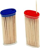 Chef Craft Bamboo Pocket Toothpicks, 2 Pack 60 Count Each - Portable Clear Dispenser, Sustainable Natural Round Tip