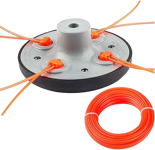Cabezal de recortadora universal para malezas, fácil carga, repuesto de cabezal de fijación con línea de recortadora de 49.2 ft/59 pulgadas, 0.094