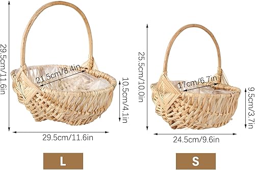 Miniatura 2 de Cesta de flores tejida a mano con asa, cesta de almacenamiento de sauce, cesta de picnic de mimbre vacía con inserto de plástico, cesta de flores de