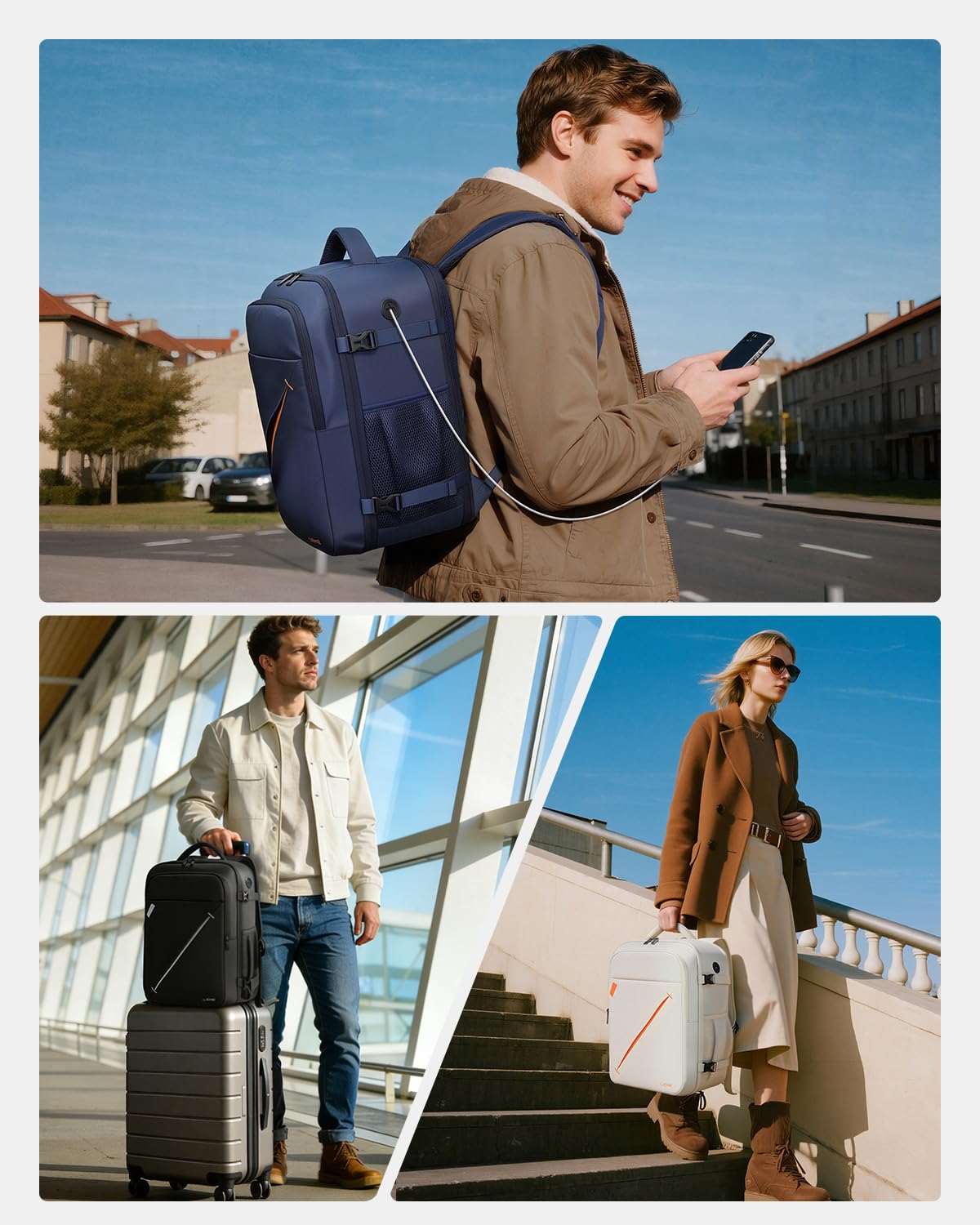 Zaino Ryanair 40x30x20 Bagaglio a Mano, Zaino da Viaggio Aereo Espandibile 24-30L Borsa da Cabina, Zaino Porta Laptop Uomo Donna, Idrorepellente per Business Lavoro Viaggio, Nero
