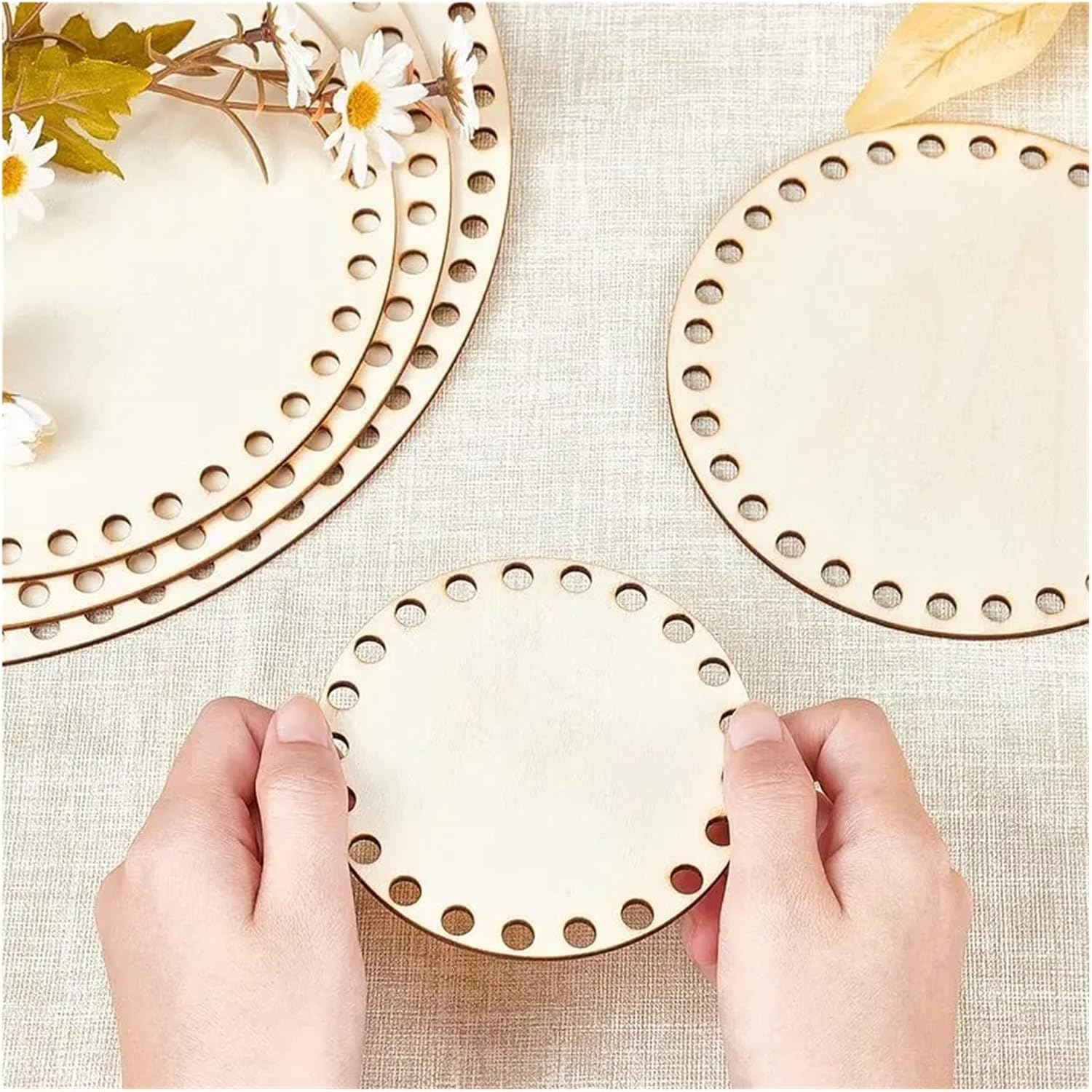 5 Sizes Round Wooden Basket Bases – Wood Circles for Crochet & DIY Weaving (3.9/5.9/7.9/9.9/11.9 inch)