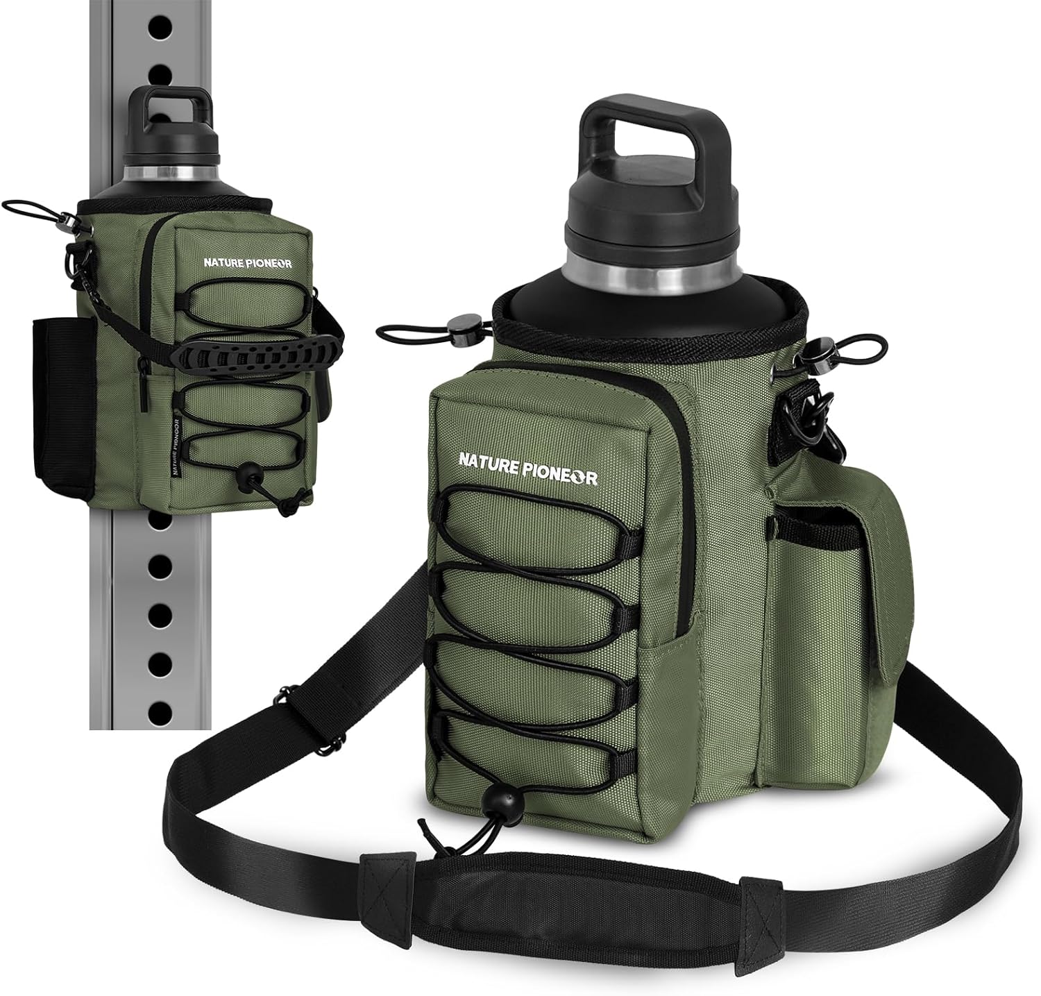 NATURE PIONEOR Magnetic Gym Bag for Men and Women – Magnet Water Bottle Holder Sling Carrier with Crossbody Shoulder Strap,Gym Accessories Pouch,Phone Pockets for Sports,Walking,Travel,Workout