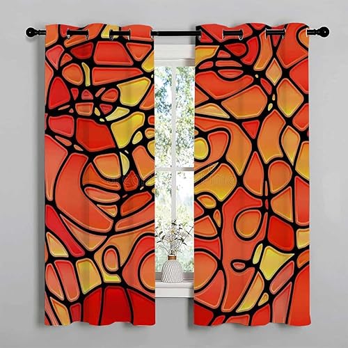 Miniatura 2 de Cortina blackout para Habitacion - Cortinas opacas para decoración de mosaico naranja, a prueba de sonido, para puerta, tela opaca de 85 pulgadas de