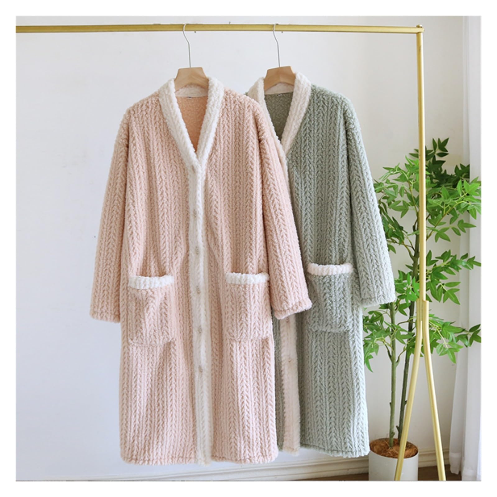 Robe polaire longueur genou for femme en peluche douce et moelleuse