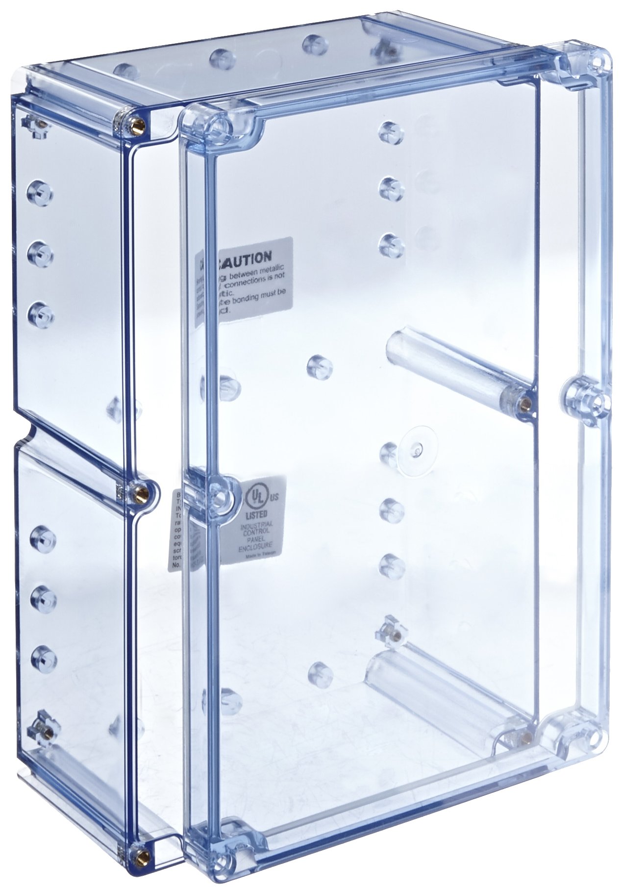 BudIndustries BT-2740 Polycarbonate NEMA 4X Box, 9-7/16" Length x 6-19/64" Width x 3-17/32" Height, Transparent Blue