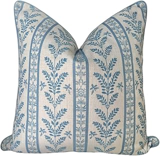 “The Louis” Blue Floral Block Print Pillow Cover – Decorative Throw Pill...