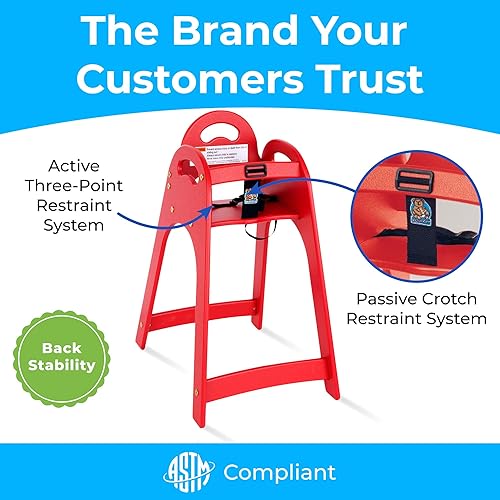 Miniatura 7 de Koala Kare Silla Alta de Diseño – Silla Alta Moderna, Duradera y Sanitaria para Restaurantes, Apilable Ahorradora de Espacio, Fácil de Limpiar, Rojo