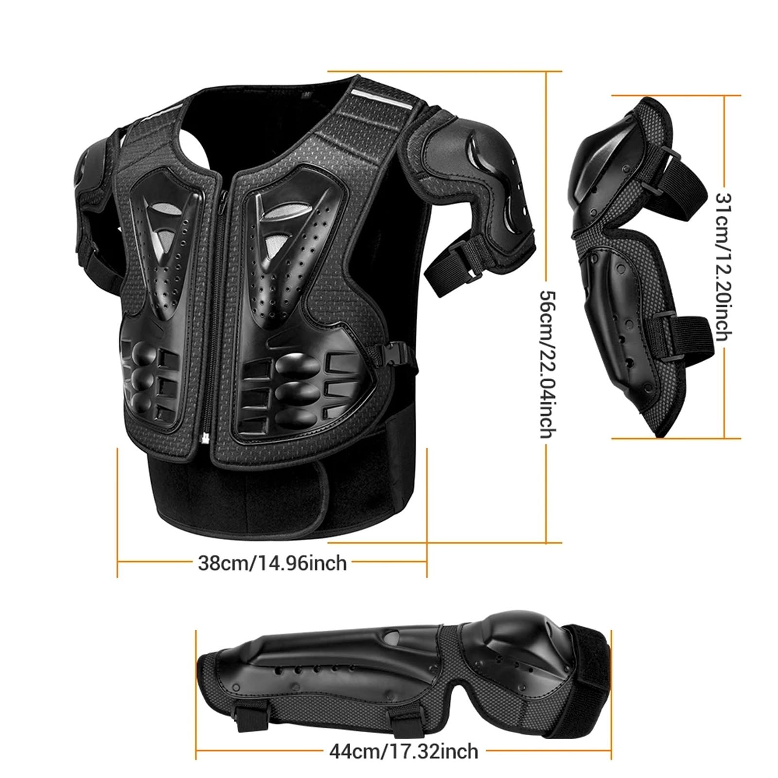 Moto Accessoires Moteur Garde Armure de Moto pour hommes, veste de Protection complète du corps, équipement de Protection pour Motocross Enduro Pare-Chocso(MC1019 Armor Auit-BK)