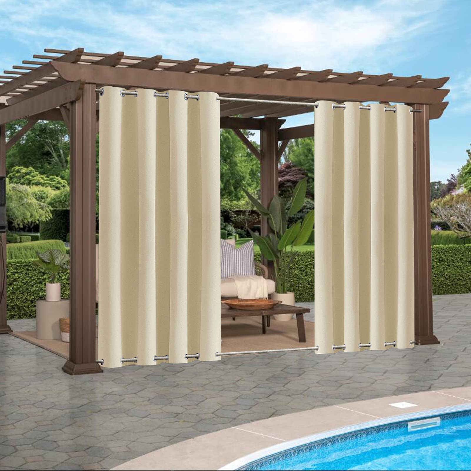 1 Stück Outdoor Vorhang mit Ösen, Benutzerdefinierte Größe Outdoor Vorhang Wetterfest, 24 Farben Benutzerdefinierte Sichtschutz&Sonnenschutz Outdoorvorhänge für Balkon Terrasse Veranda Pergola