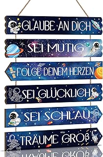 TOARTi Planet Wanddeko für Kindzimmer Jungen Schild Weltraum Wandkunst Kinder Deko mit Spruch Inspirierende Zitate Wandbild Astronaut Wandschild für Babyzimmer Schlafzimmer Geschenk