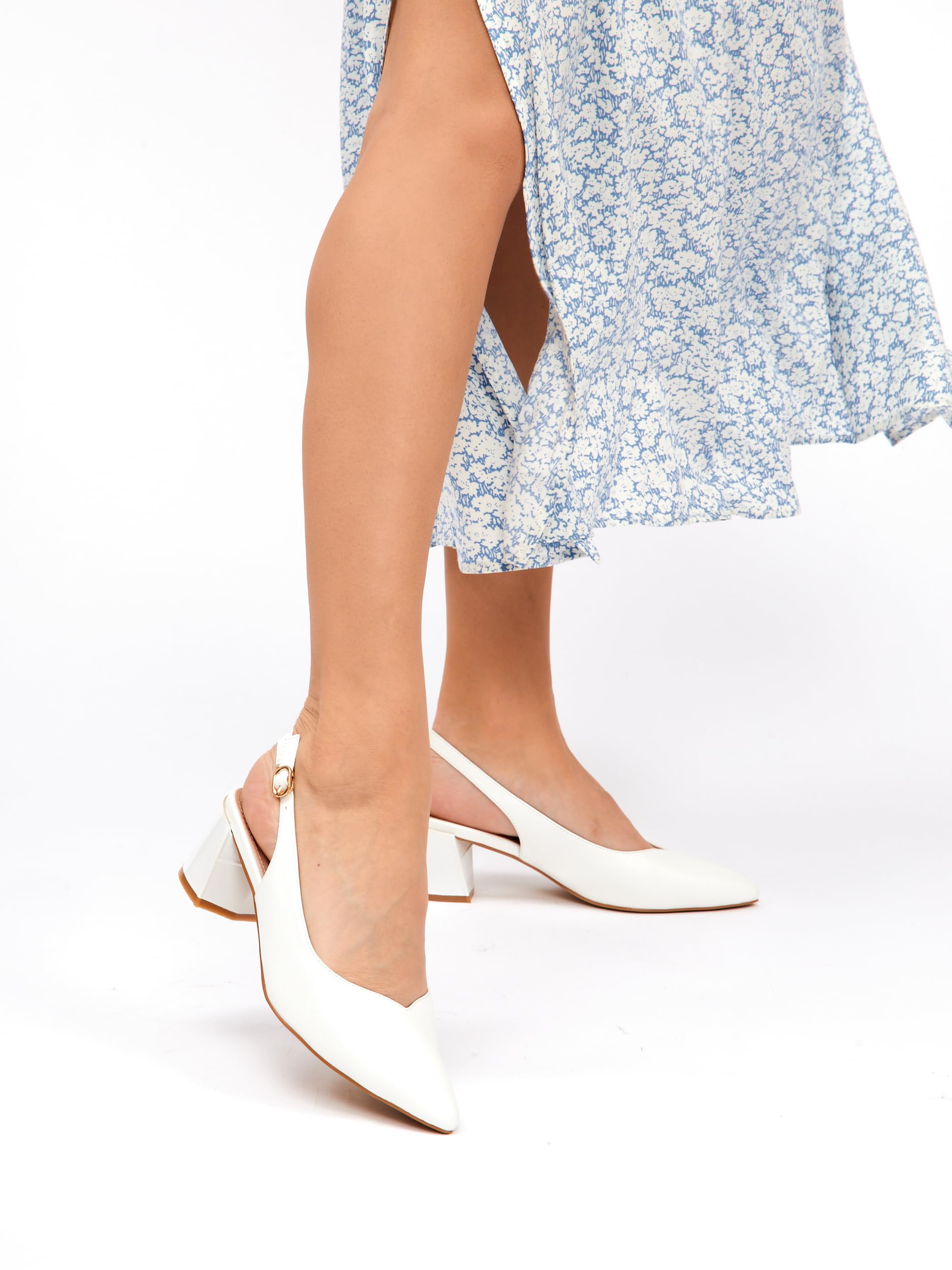 Damen Slingpumps 5.5 cm Blockabsatz Wildlederimitat Kunstleder Slingbacks Rückengurt Weiß Schwarz Rot Beige Nude Taupe