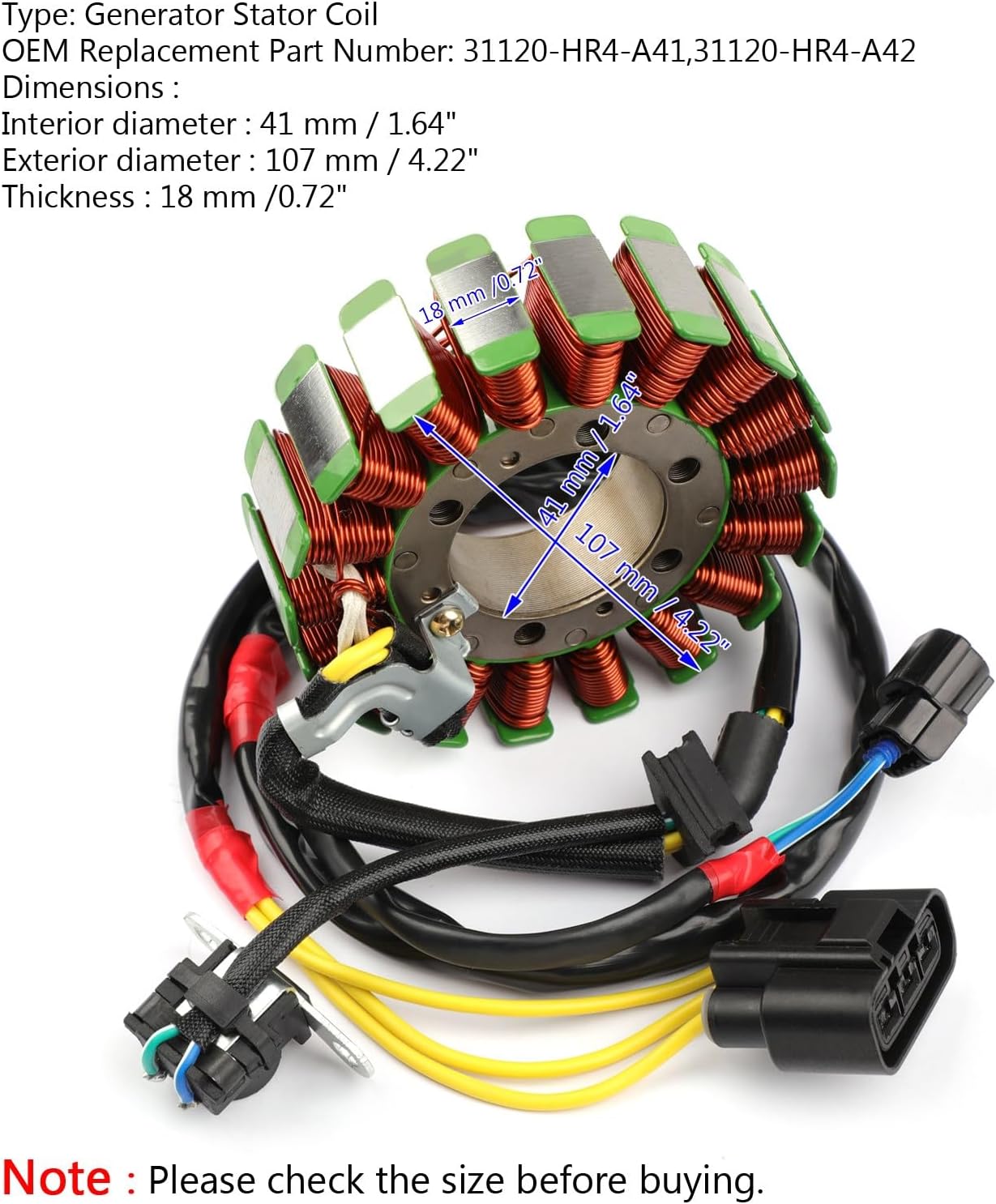 Generator Stator Coil Fit for Honda TRX 500 520 Fourtrax Foreman FE FM 2014-2021 31120-HR4-A42