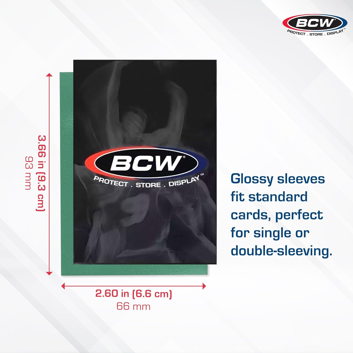 BCW Elite2 Glossy Card Sleeves – Seafoam | Crystal-Clear Front | Textured Back | Fits 2.5" x 3.5" Cards - 100 Ct