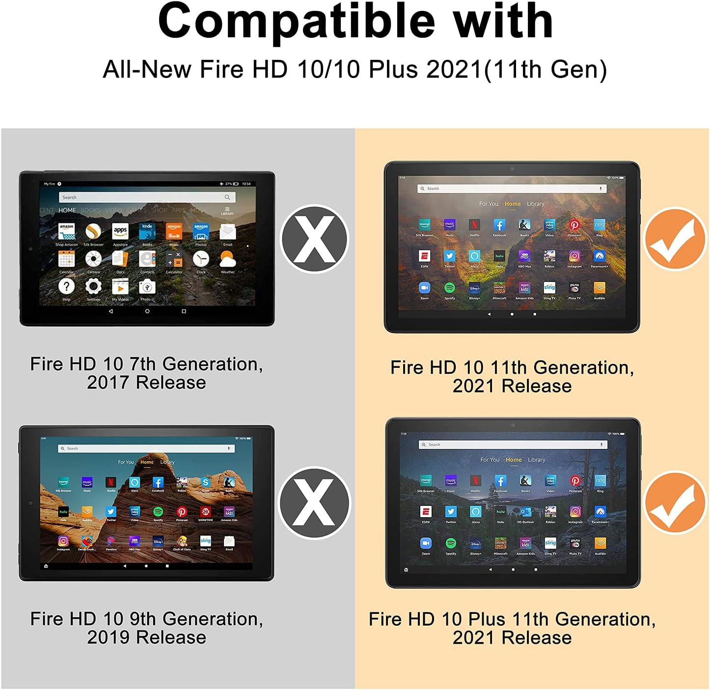 Supveco Case for All New Fire HD 10 Tablet 11th Generation and Fire HD 10 Plus 2021 - Ultra Slim Smart Cover with Auto Wake/Sleep for Fire HD 10 Tablet 10.1 Inch, Black