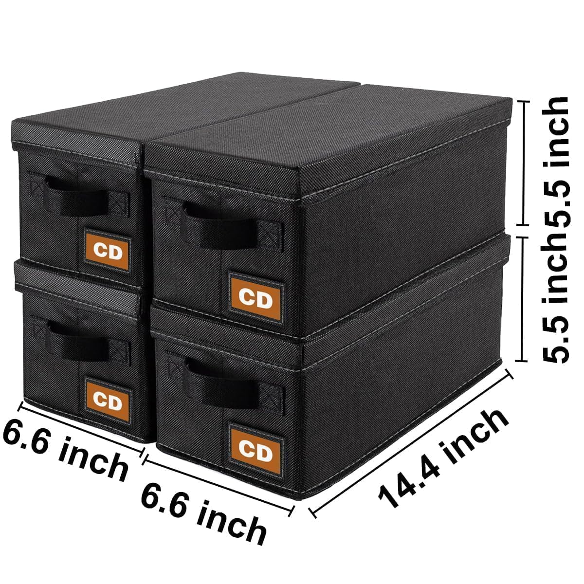 Cajas de almacenamiento de CD, paquete de 4 cajas de almacenamiento de CD, 14.2 x 6.3 x 5.5 pulgadas, capacidad para 34 soportes para CD de escritorio o armario, también puede almacenar