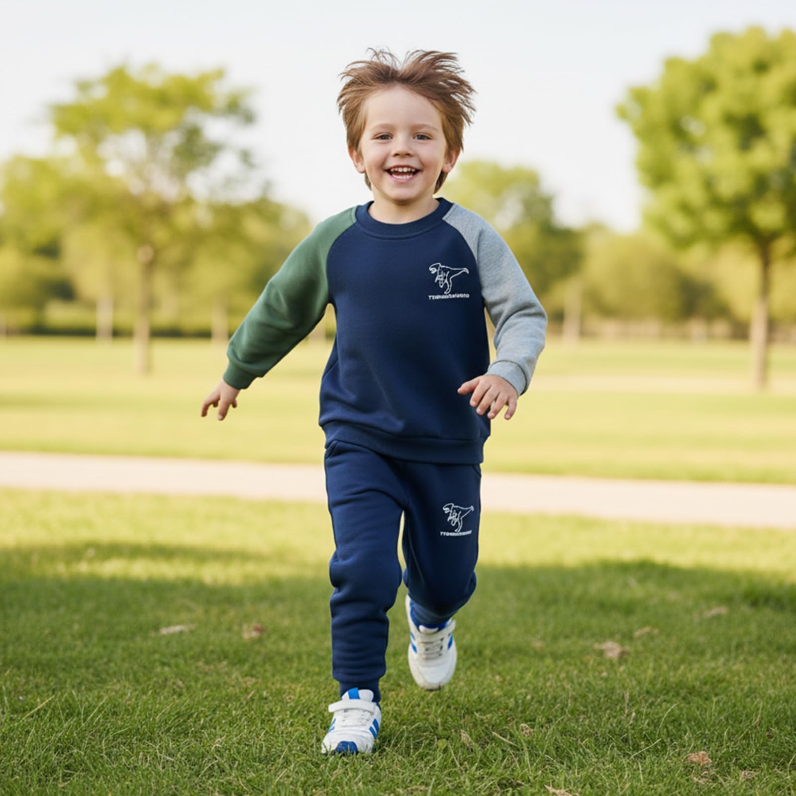Volunboy Conjunto de ropa de dinosaurios para niño pequeño, sudadera + pantalones de jogging 2 piezas conjunto
