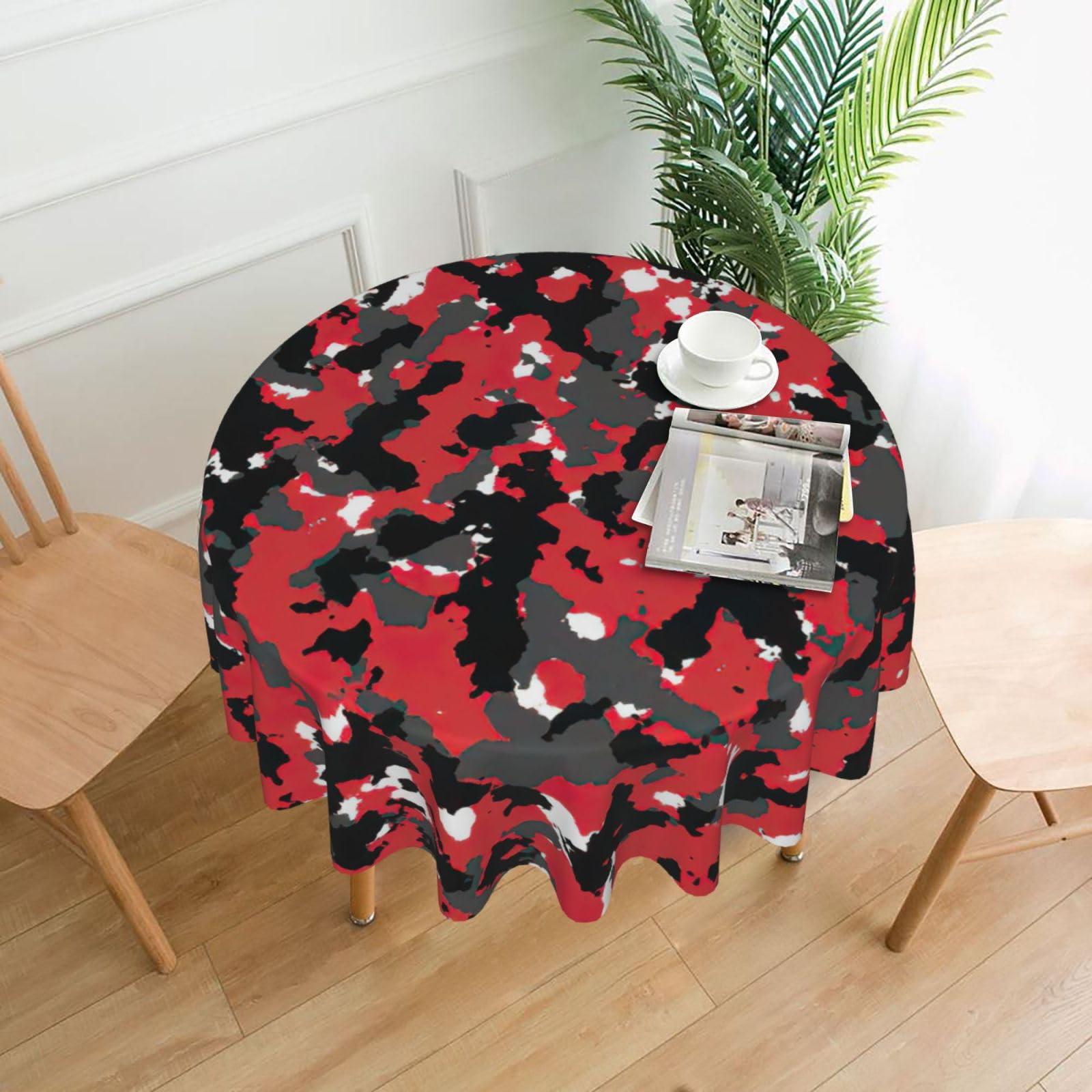 SDEGTHO Camo Print Modern Retro Round Tablecloth 60in Polyester Fabric Cover for Party Dining Table Washable