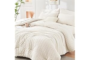 Luxury 7-Piece Queen Ivory Comforter Set by HYMOKEGE: Indulge in Comfort and Style