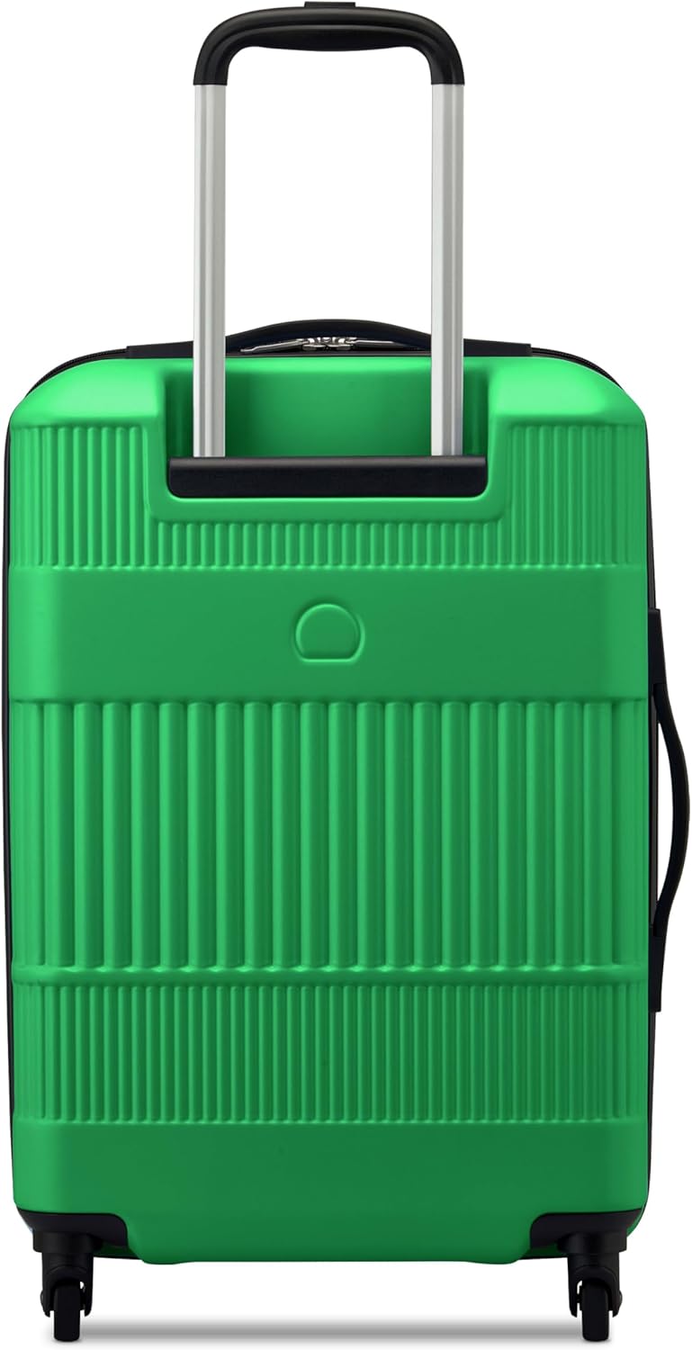 United Colors of Benetton Ribbed Hardside Expandable Luggage with Spinner Wheels, Green, Carry-On 20 Inch