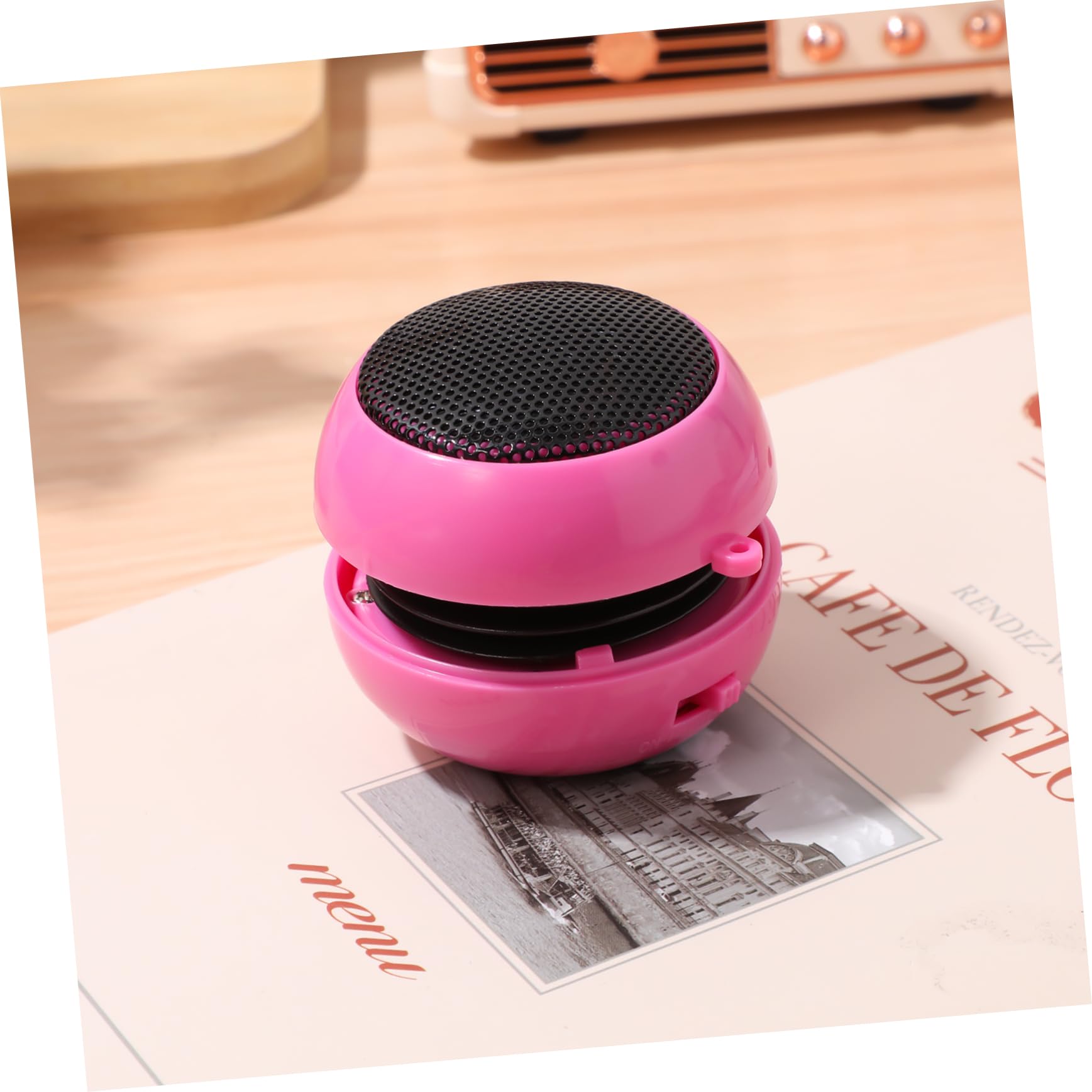 LABRIMP USB Rechargeable Plug Speaker Portable Aux Desktop Loudspeaker for Phone and Compact Design with Sound Quality Hamburger Speaker