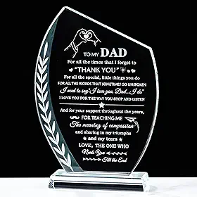 Qianwei Placa De Vidro Movdyka - Presente De Aniversário Para O Pai, Da Filha Ou Do Filho - Único, Melhor Pai Do Mundo - Presente Para O Meu Pai No Natal, Dia De Ação De Graças, Dia Dos Namorados, Dia