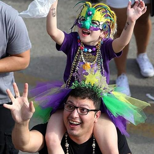 Miniatura 5 de Juego de accesorios de Mardi Gras, 2 diademas de Mardi Gras, 4 piezas, máscaras de Mardi Gras, 12 piezas de cuentas de Mardi Gras, kit de decoración