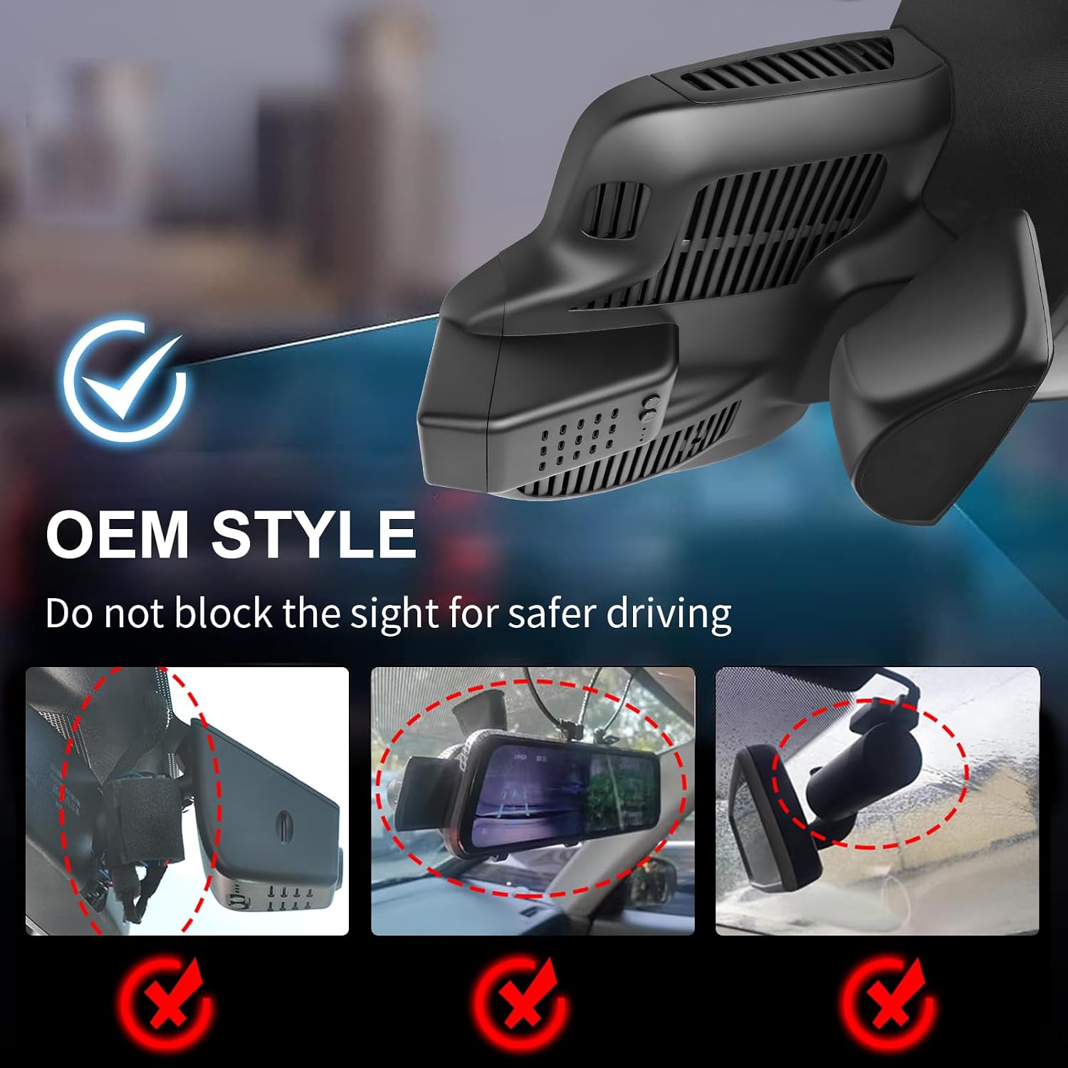 mangoal 4K Dash Cam for Mercedes-Benz E-Class W213 Gen5 E-Class 2017-2023 & E53 E63 AMG 2018-2024(Model C Black), OEM Look, UHD 2160P, WiFi & APP, Loop Recording, GPS, Easy to Install, 64GB Card