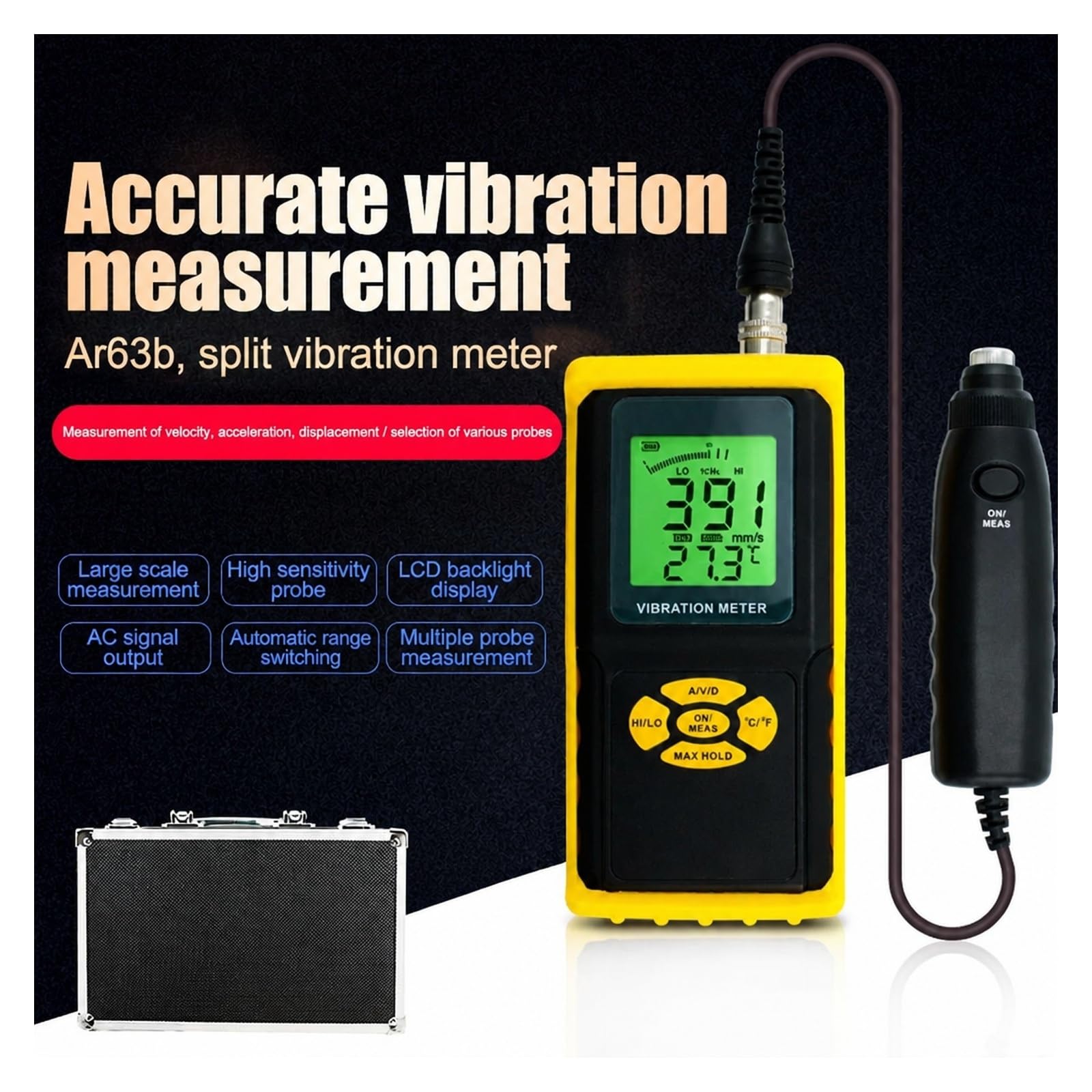 Misuratore di vibrazioni, Analizzatore Del Misuratore Tester Di Vibrazioni Digitale AR63B