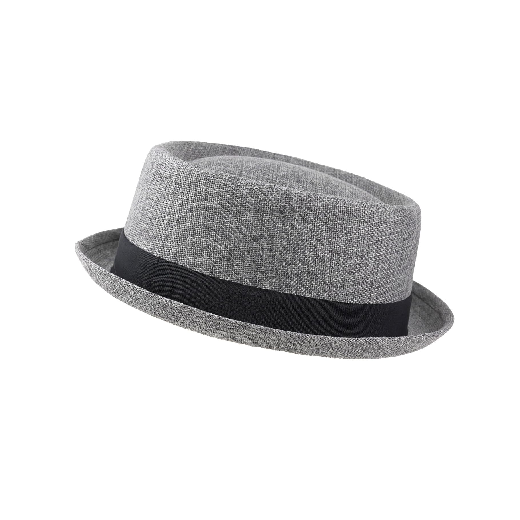Rockparty Unisex Gray Men's Classic Textured Pork Pie Hat - Stylish Trilby Hat For Outdoor And Summer Wear (Polyester, )