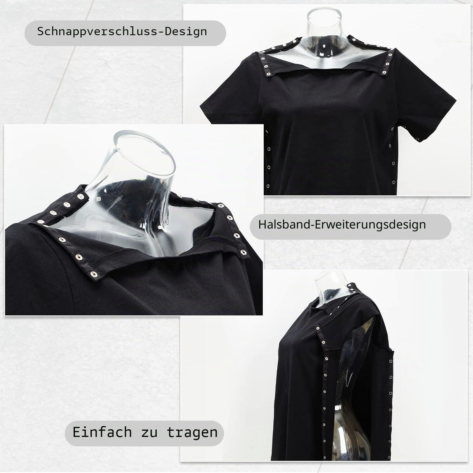 2 Stück Postoperationshemden für Männer und Frauen, Unisex, Schulterchirurgie, Hemden, linke und rechte Seite, Schnappzugriff, Krankenhaus-Shirts