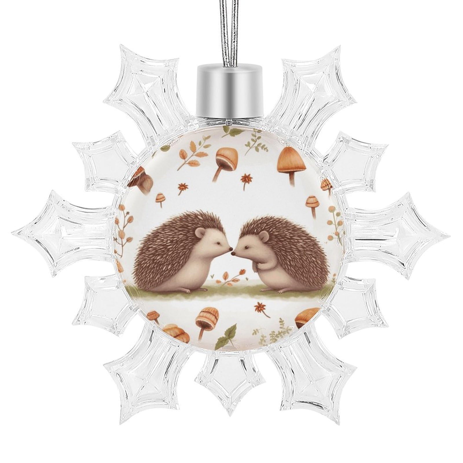 Nature Lovely Hedgehog Lovers Snowflake Ornaments Cute Snowflake Pendant Exquisite Christmas Tree Ornaments for Christmas Weddings New Year Birthday Holiday Celebration