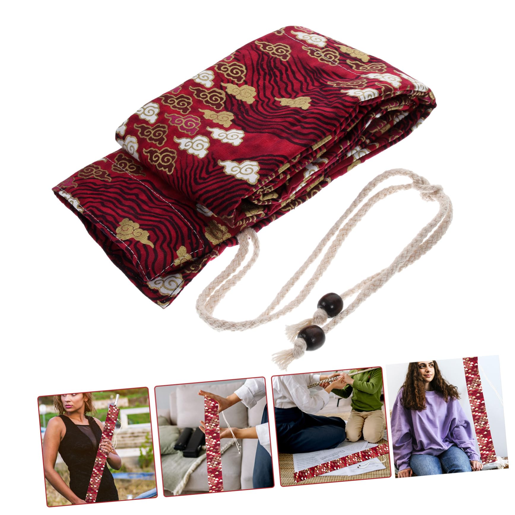 VICASKY Paquet pour Flûte en Coton Rouge, Pochette de Rangement Portable et Protectrice pour Instruments à Vent, Style Simple, pour Clarinette et Flûte