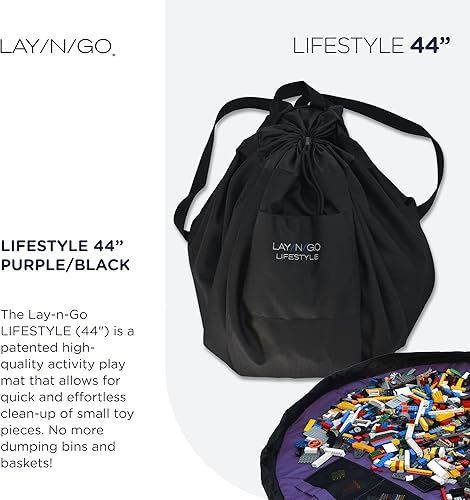 Miniatura 2 de Lay-n-Go Organizador portátil 2 en 1 de almacenamiento de juguetes con cordón y tapete de juego para habitación y viajes, hecho para niños y niños