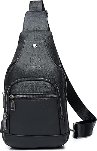 Miniatura 130 de LUKZIJAES Bolso bandolera de cuero genuino para hombre marrón (#1-Brown)